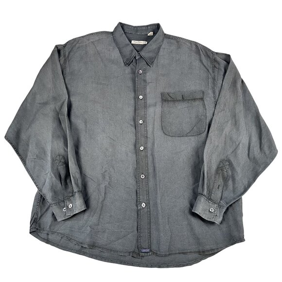 Indigo Palms Mens 100% Linen Grey Button Down Shirt Sz XL - Picture 1 of 4
